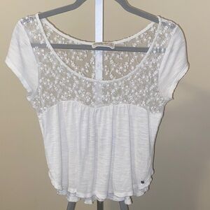 White Lace and Sequin Top
